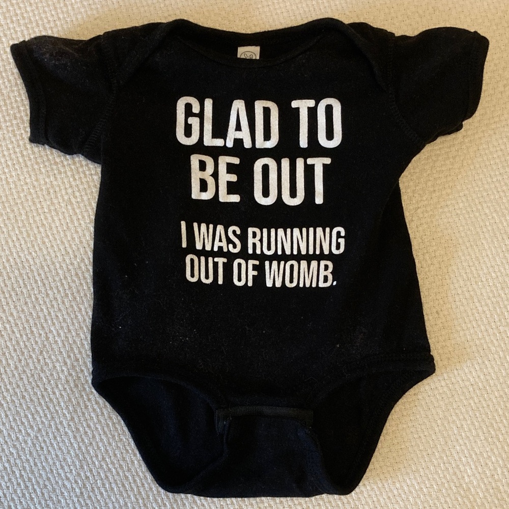 Rabbit Skins Black Bodysuit with Humorous Text